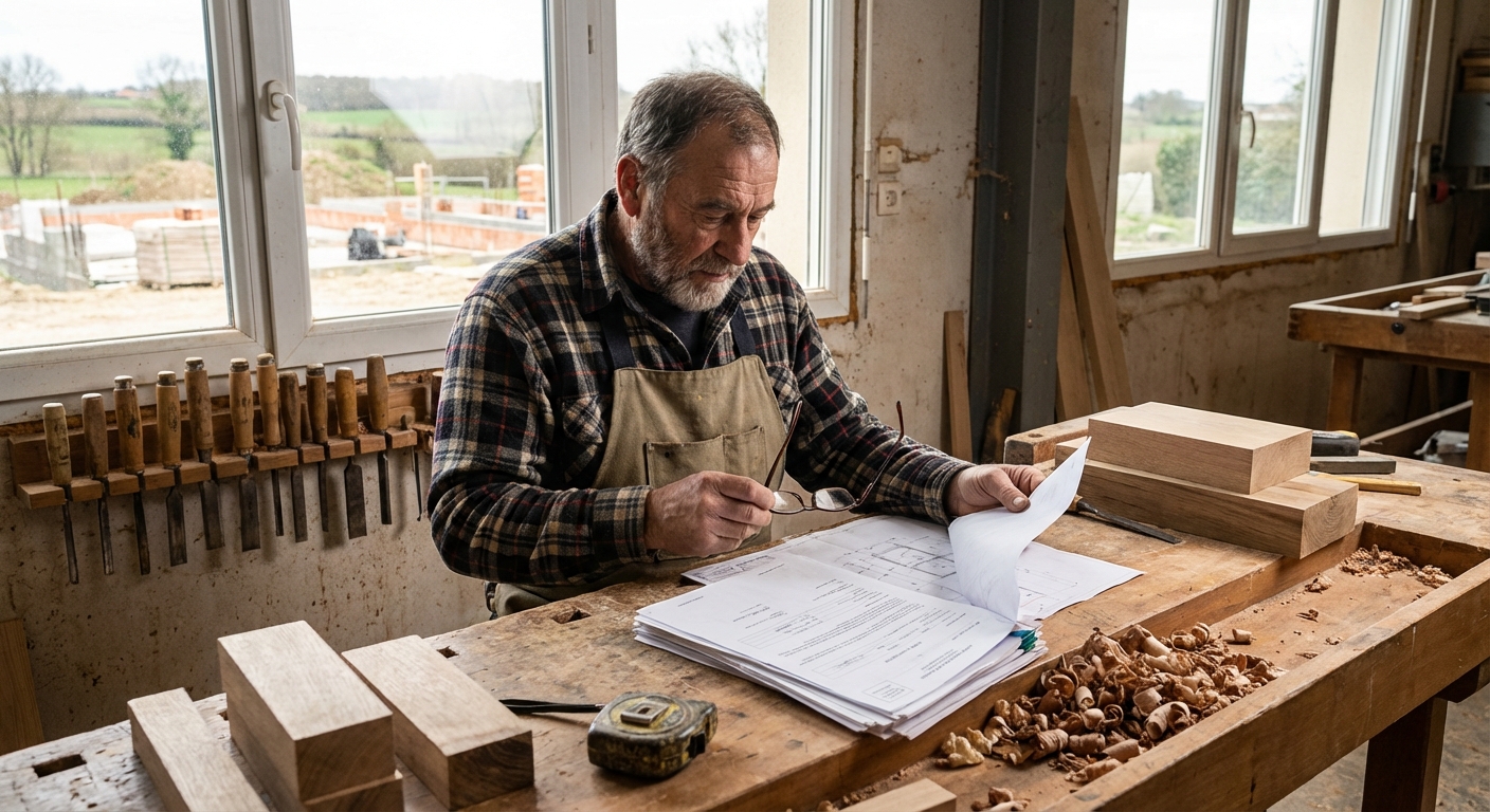 Menuisier consultant son attestation décennale sur chantier