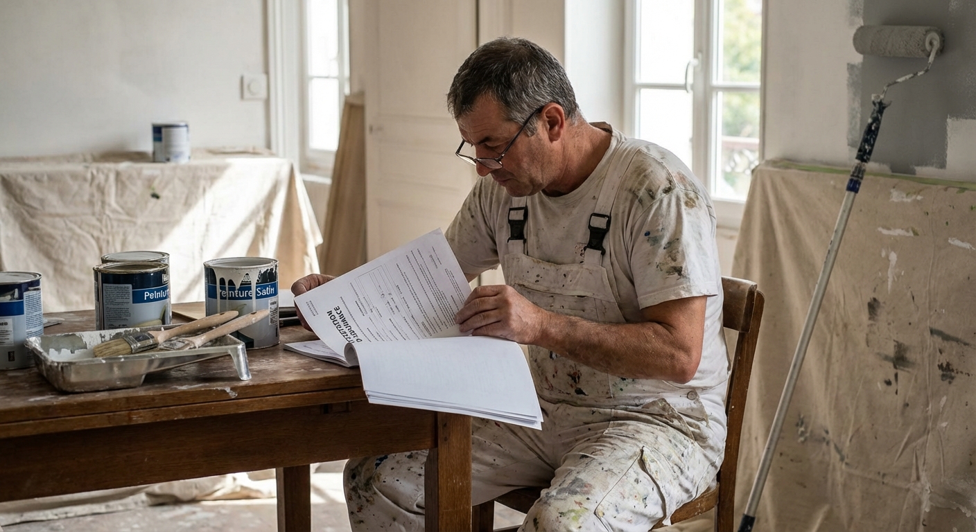 Peintre en bâtiment consultant son attestation décennale