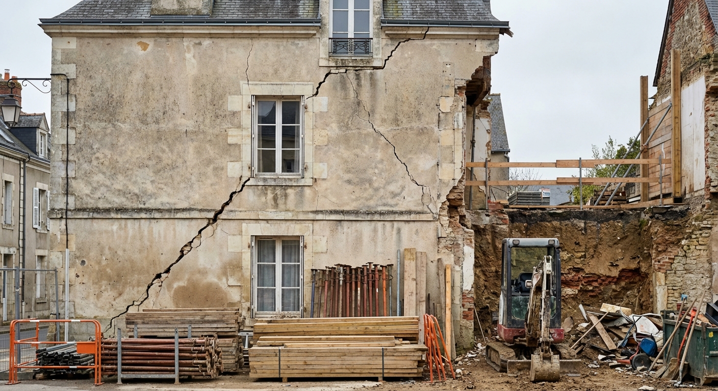 Affaissement de fondations suite à une démolition