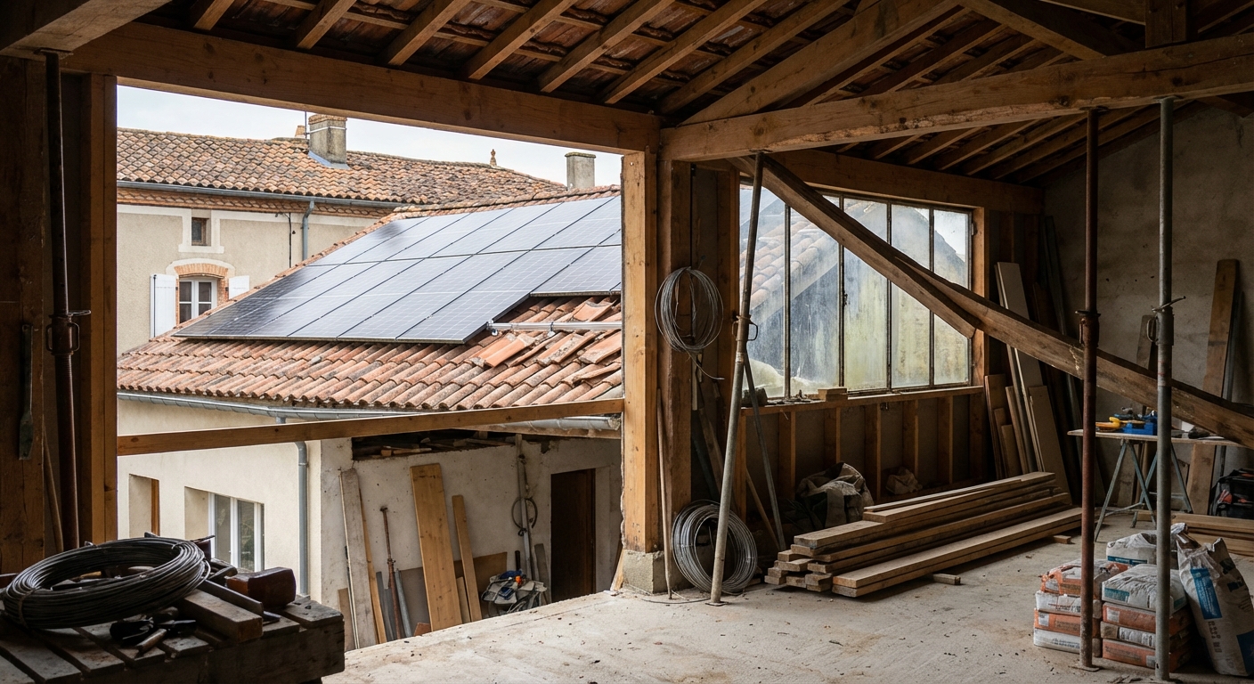 Affaissement de toiture sous le poids des panneaux solaires