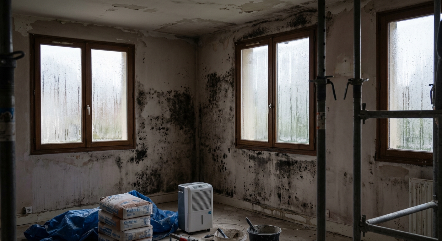 Moisissures dues à un pont thermique non traité