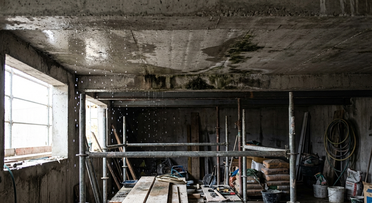 Condensation sous toiture-terrasse causant des dégâts structurels