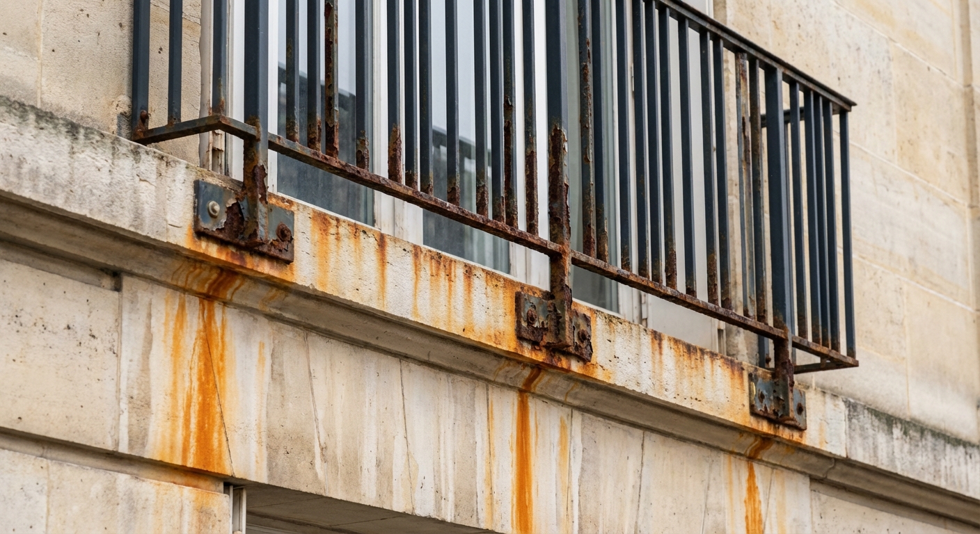 Corrosion prématurée sur un ouvrage métallique extérieur