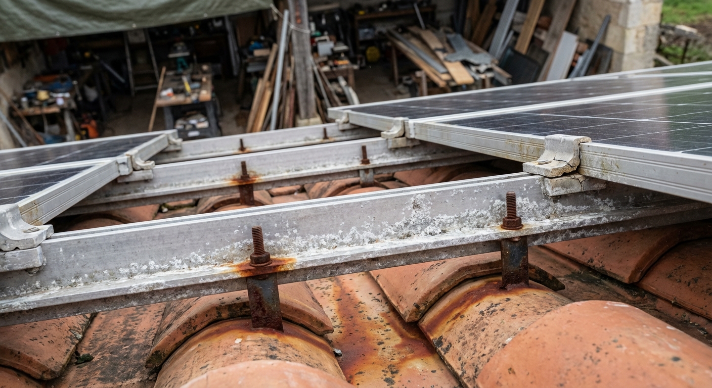 Corrosion des supports de fixation de panneaux solaires