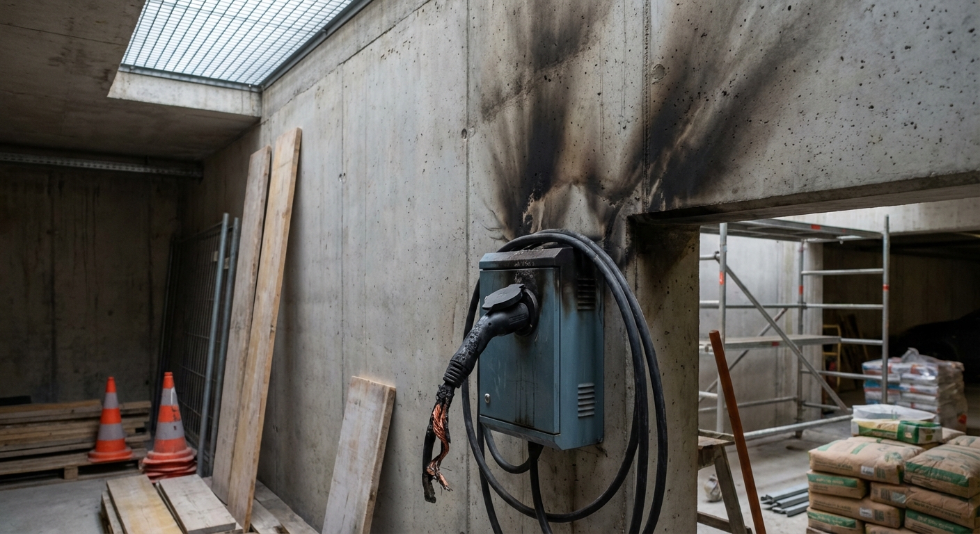 Court-circuit sur câblage enterré de borne de recharge