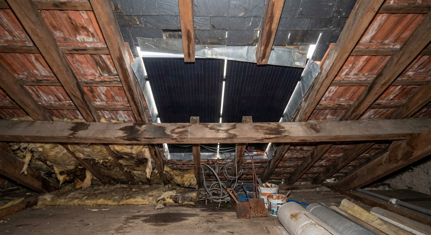 Défaut d'étanchéité sur une intégration au bâti photovoltaïque