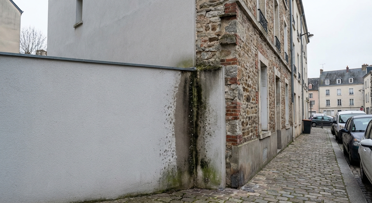 Ponts thermiques visibles sur une façade ITE