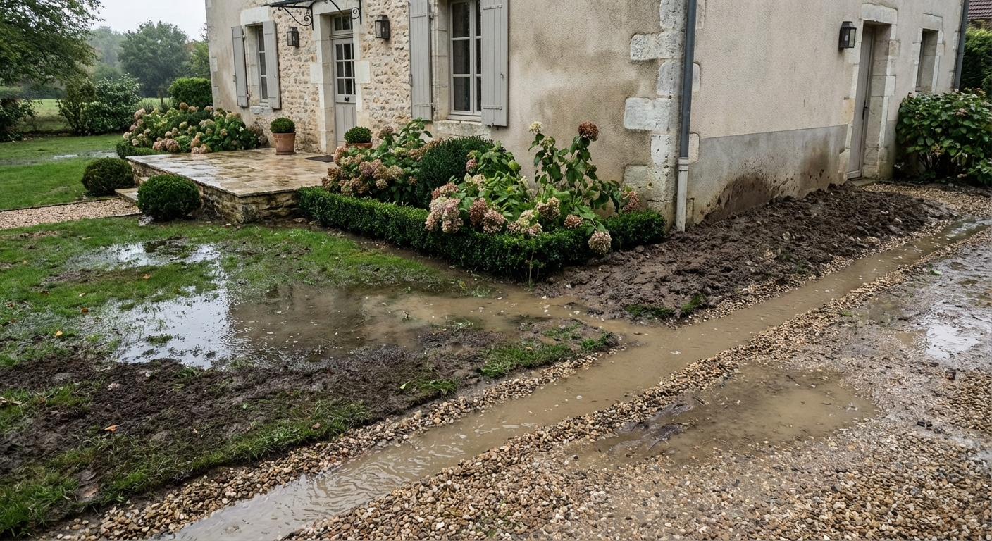 Remontées capillaires dues à un drainage défectueux