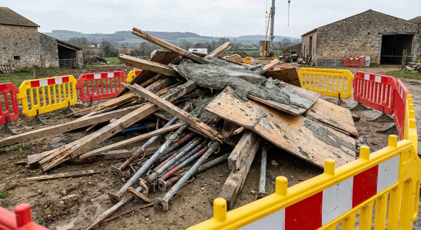 Effondrement de coffrage pendant coulage du béton