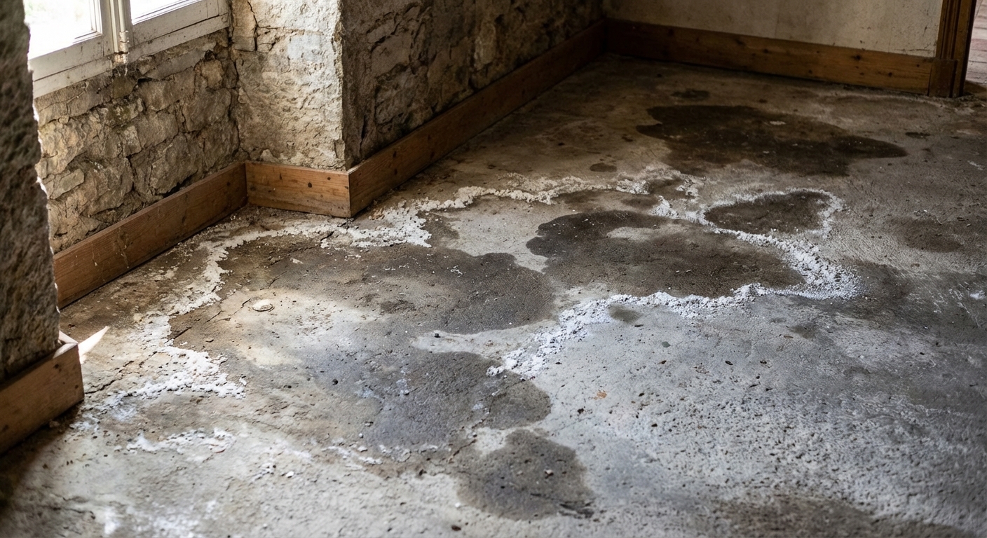 Remontées d'humidité par défaut d'étanchéité de la dalle