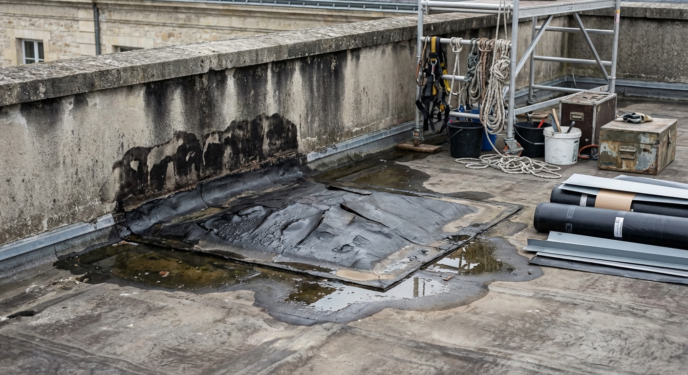 Infiltrations suite à une reprise d'étanchéité par cordiste