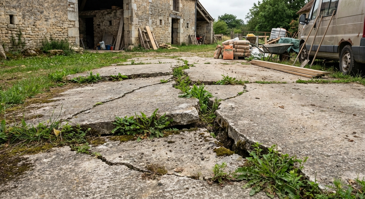 Fissuration de dalle béton sur parking