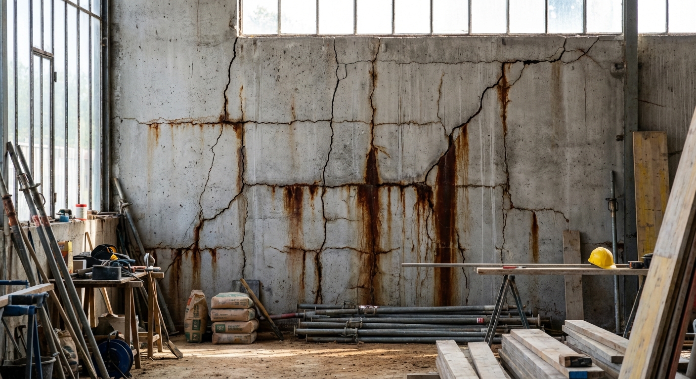 Fissures structurelles sur poutre béton par ferraillage insuffisant