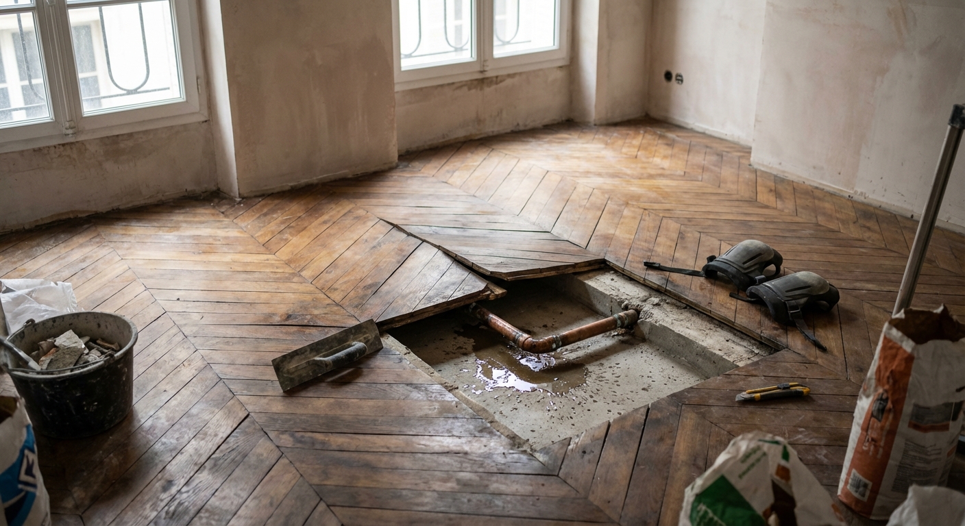 Fuite sur réseau de chauffage encastré dans une dalle