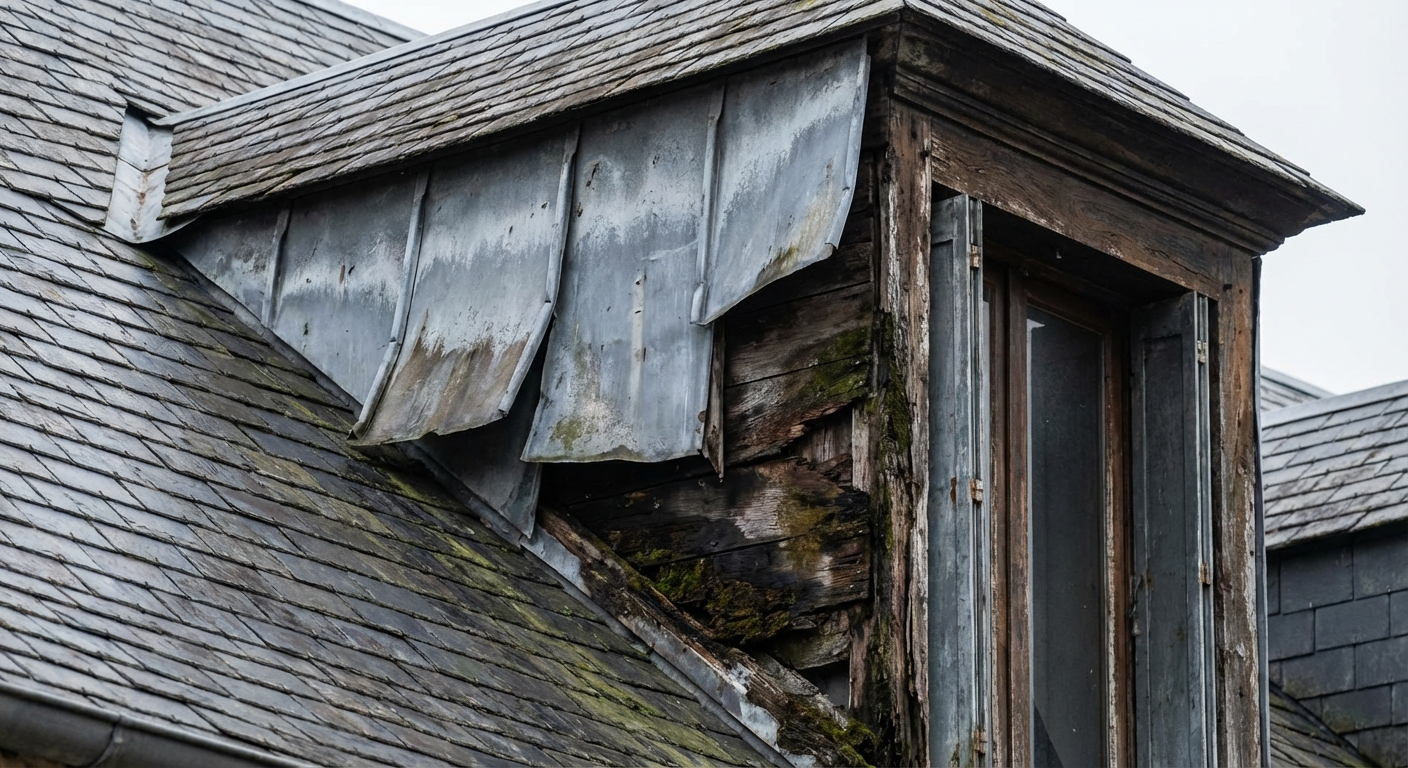 Défaut d'habillage zinc sur une lucarne