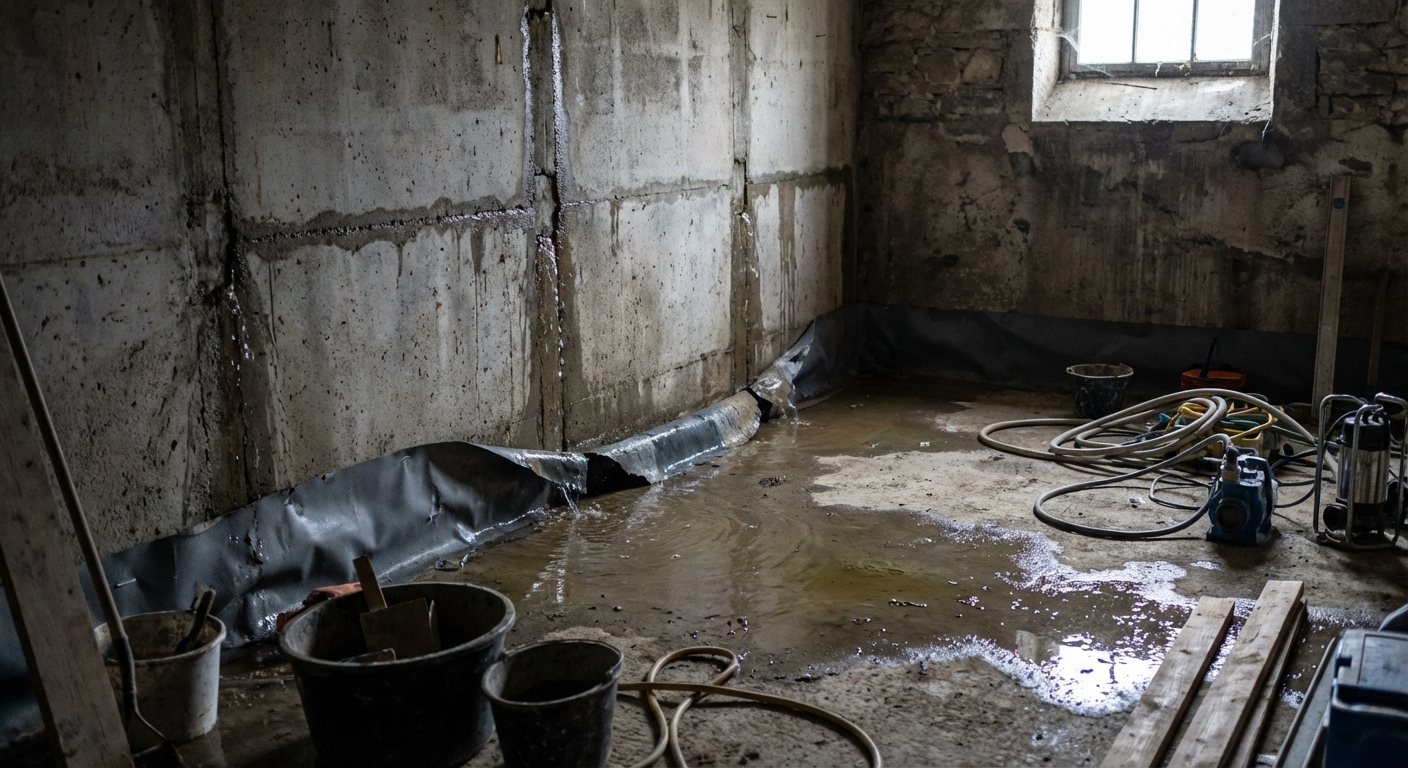 Infiltrations généralisées sur chantier d'entreprise générale