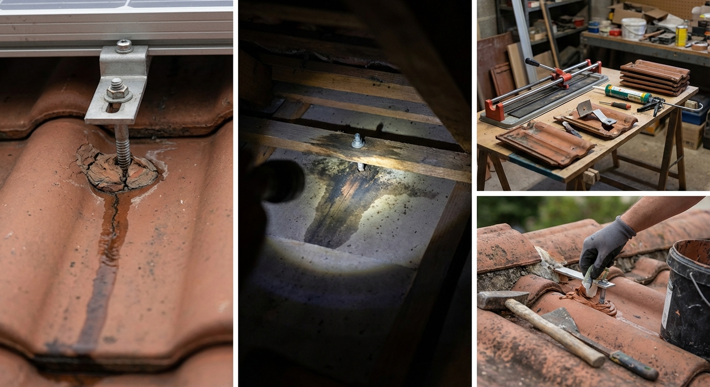 Infiltrations d'eau par les points de fixation de panneaux solaires