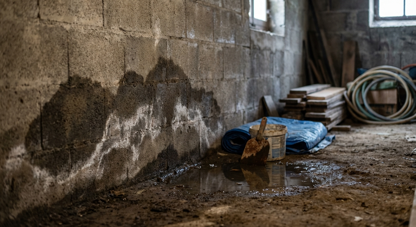 Infiltrations d'eau par les fondations d'un bâtiment