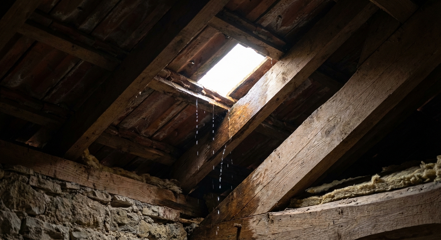 Infiltrations en toiture d'une maison neuve