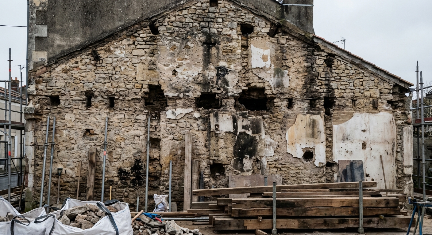 Fissures sur mur mitoyen après démolition