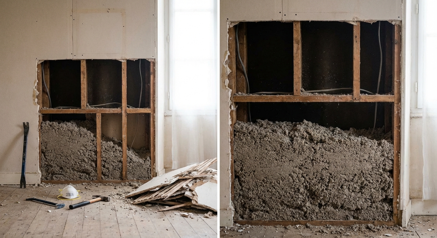 Tassement anormal d'isolant soufflé en combles