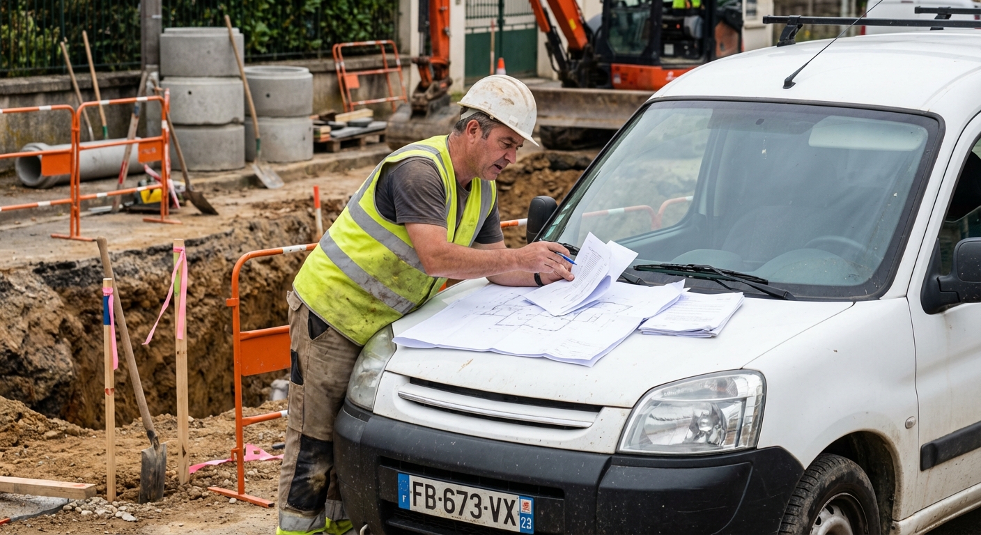 Entreprise VRD consultant son attestation décennale sur chantier